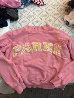 Parker Pink Women's Turtleneck Sweatshirt with Lettering